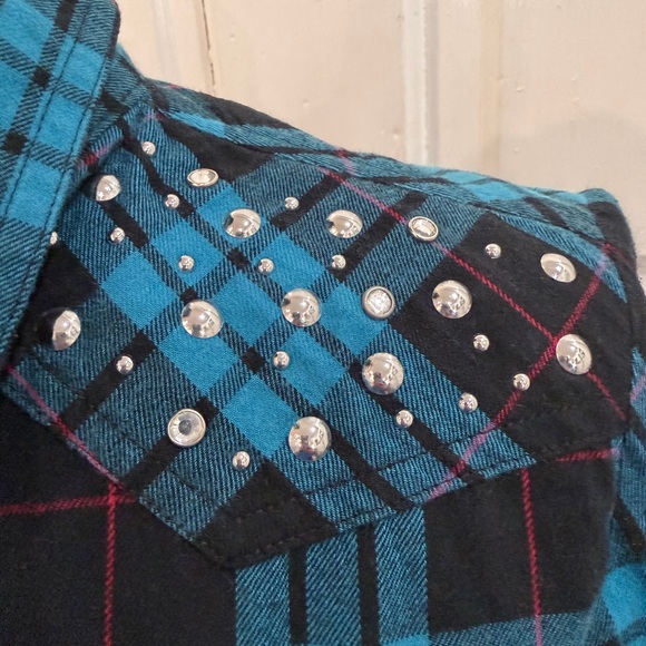 Harley Davidson Motorcycles Embroidered Logo Snap Button Back Flannel Sz M - Picture 6 of 14